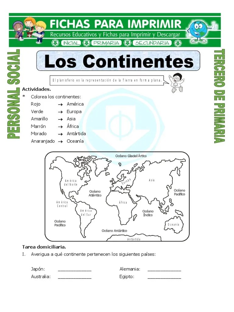 Antes de empezar a repasar historia para saber . Ficha Nombre De Los Continentes Para Tercero De Primaria Pdf Antartida Asia