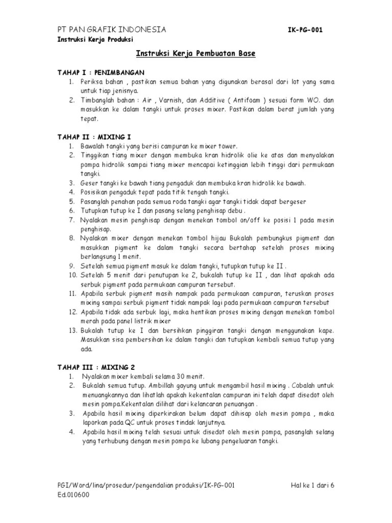 Instruksi Kerja Produksi | PDF