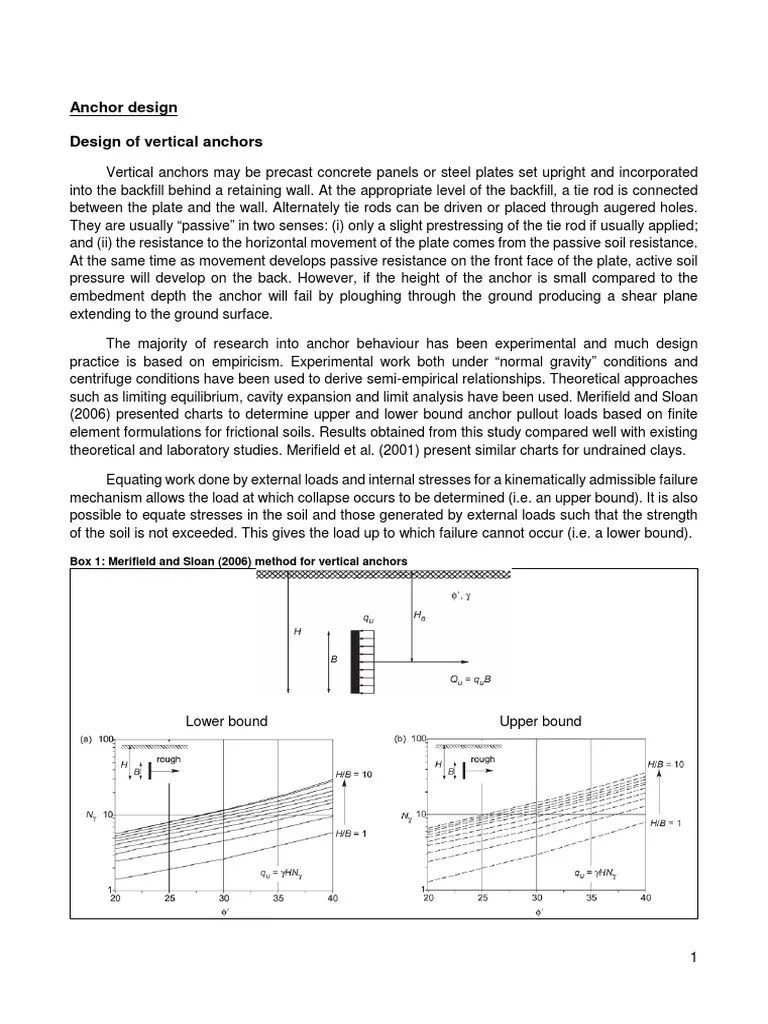 Anchor Design | PDF | Stress (Mechanics) | Deep Foundation