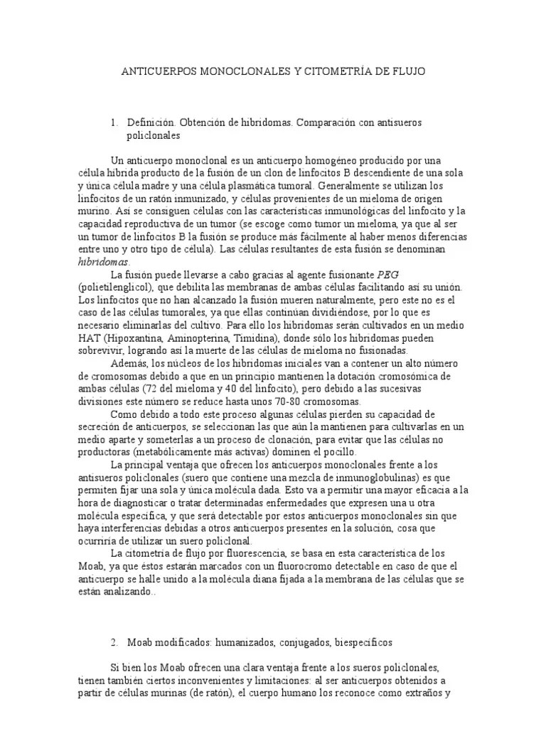Anticuerpos Monoclonales Y Citometría De Flujo | PDF | Anticuerpo Monoclonal | Anticuerpo