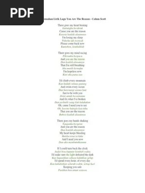 Setelah diterjemahkan, makna lirik lagu you are the reason dari calum scott adalah tentang seseorang yang menginginkan pasangannya kembali. Terjemahan Lirik Lagu You Are The Reason Pdf Alam