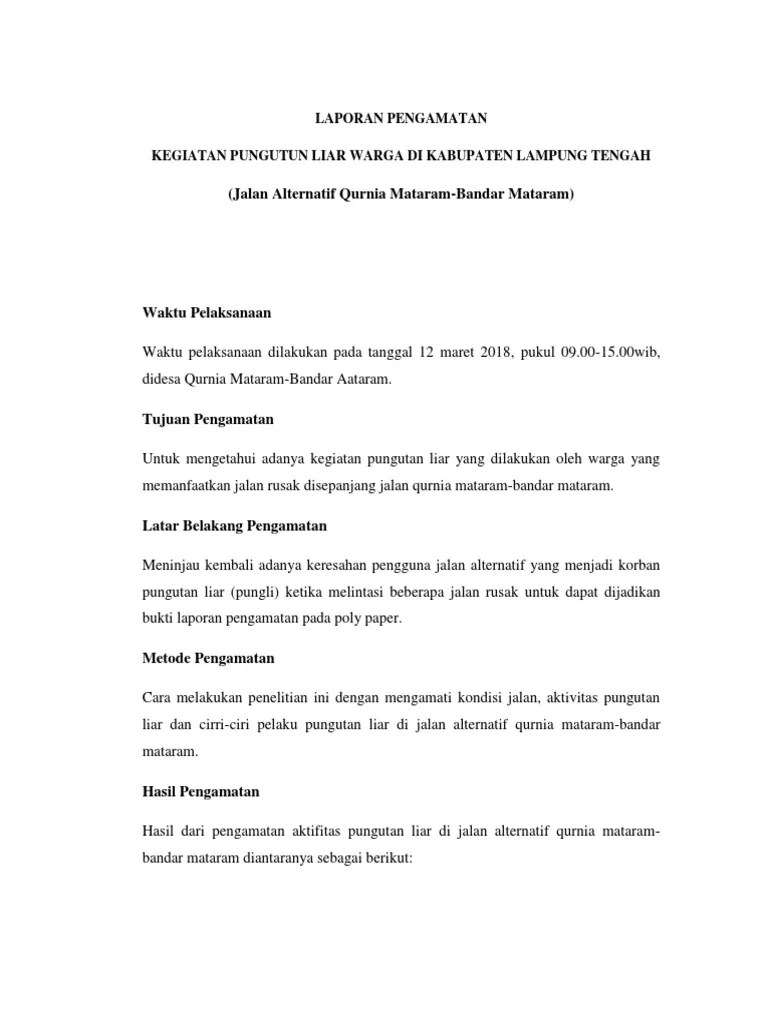 Sistematika laporan penelitian sebagai berikut : Contoh Laporan Penelitian Atau Pengamatan