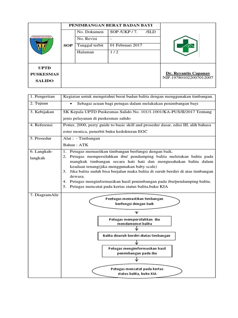 Sop Penimbangan Berat Badan Balita | PDF