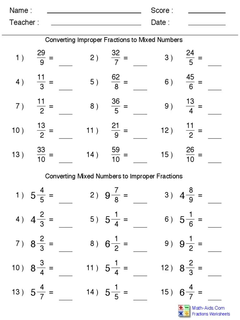 fractions improper pdf fraction mathematics division mathematics