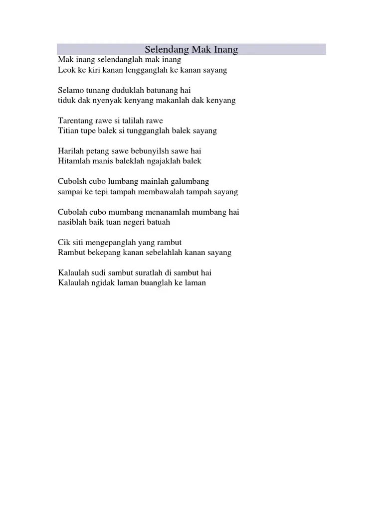 Lirik Lagu Cik Minah Python 8 Maret 2019 Kawasan Ancol yang berada di pusat kota Sarolangun di tepi sungai Batang Tembesi merupakan titik 0 kota Sarolangun.