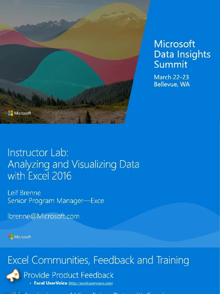 Analyzing And Visualizing Data With Excel 2016 | PDF | Microsoft Excel | Data Analysis
