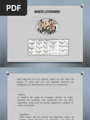 Haya completado todas las categorías y diga en voz alta: Basta Literario Pdf Juego De Azar Ocio