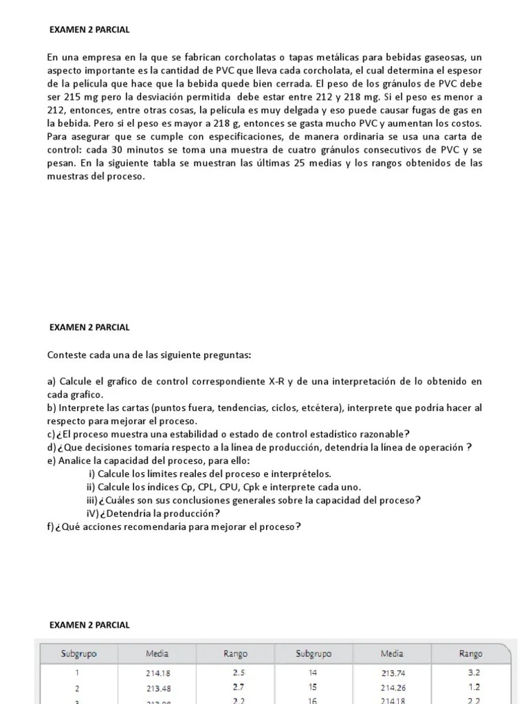 Examen 2 Parcial Estadistica | PDF