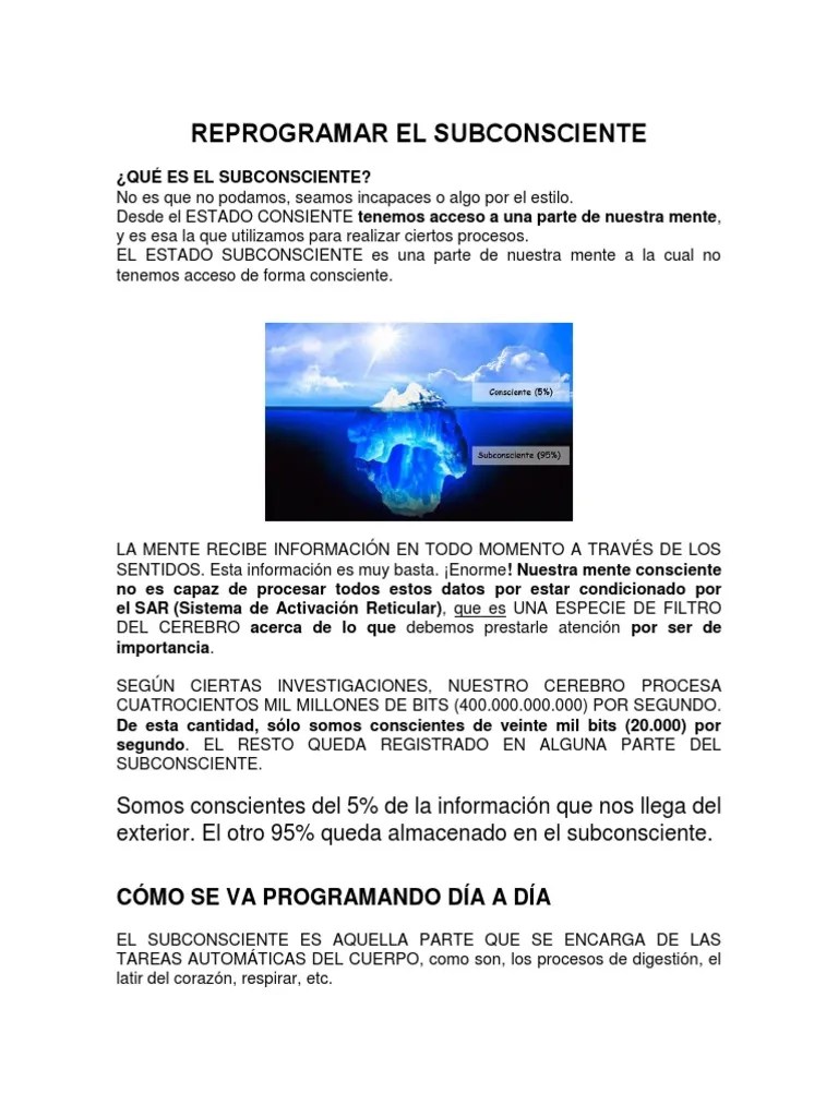 Reprogramar El Subconsciente | PDF | Mente | Cerebro