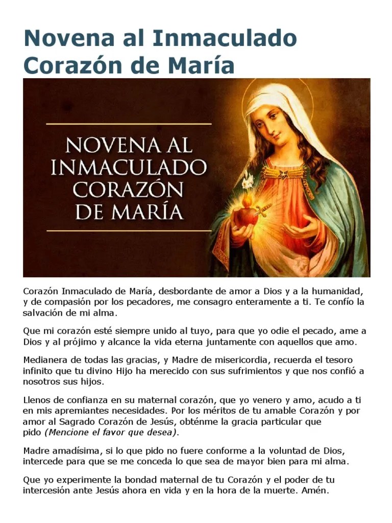 Novena Al Inmaculado Corazón De María | PDF | María, Madre De Jesús ...