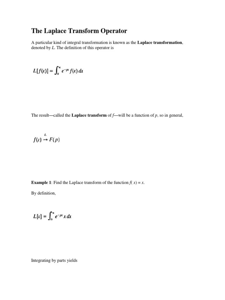 The Laplace Transform Operator | PDF | Laplace Transform | Continuous ...