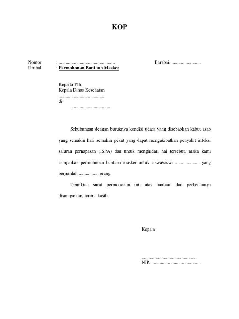 25 contoh surat permohonan bantuan dana barang dll contoh surat. Contoh Surat Permhonan Bantuan Masker Pdf