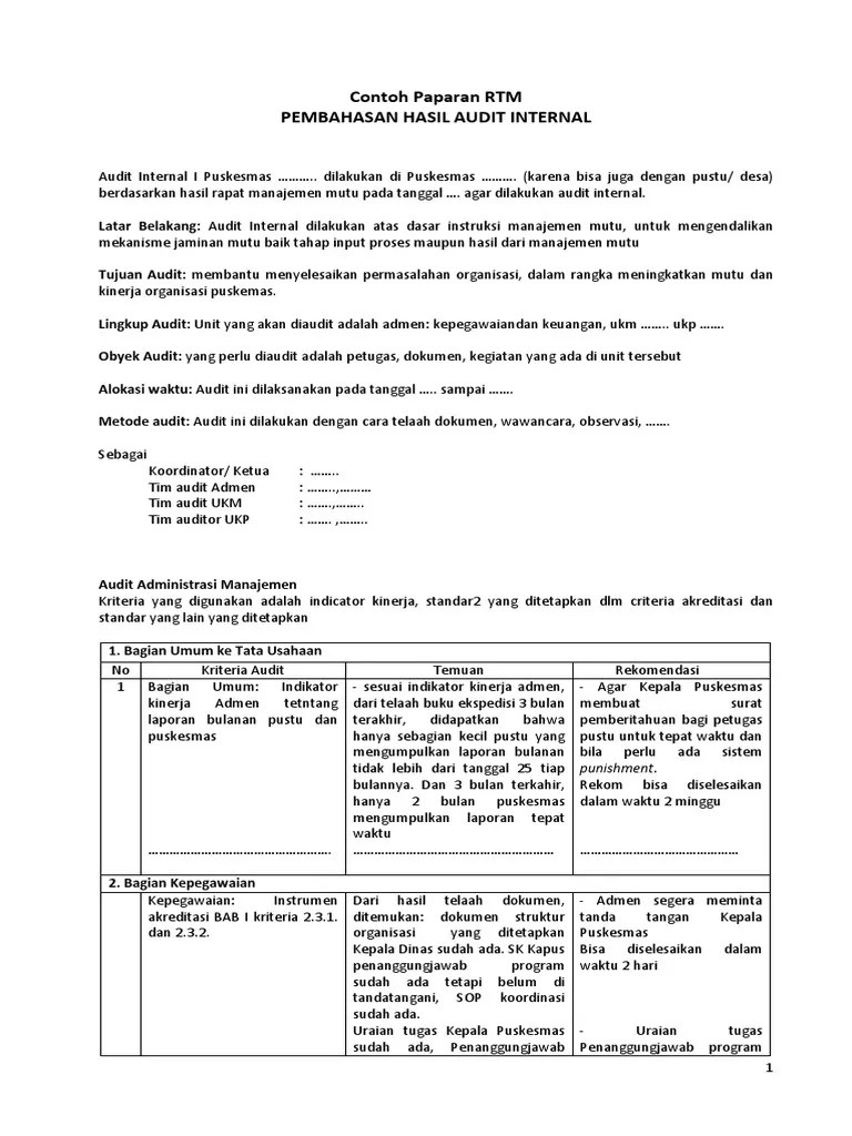 Maybe you would like to learn more about one of these? Laporan Hasil Audit Internal Puskesmas Pdf Audit Kinerja