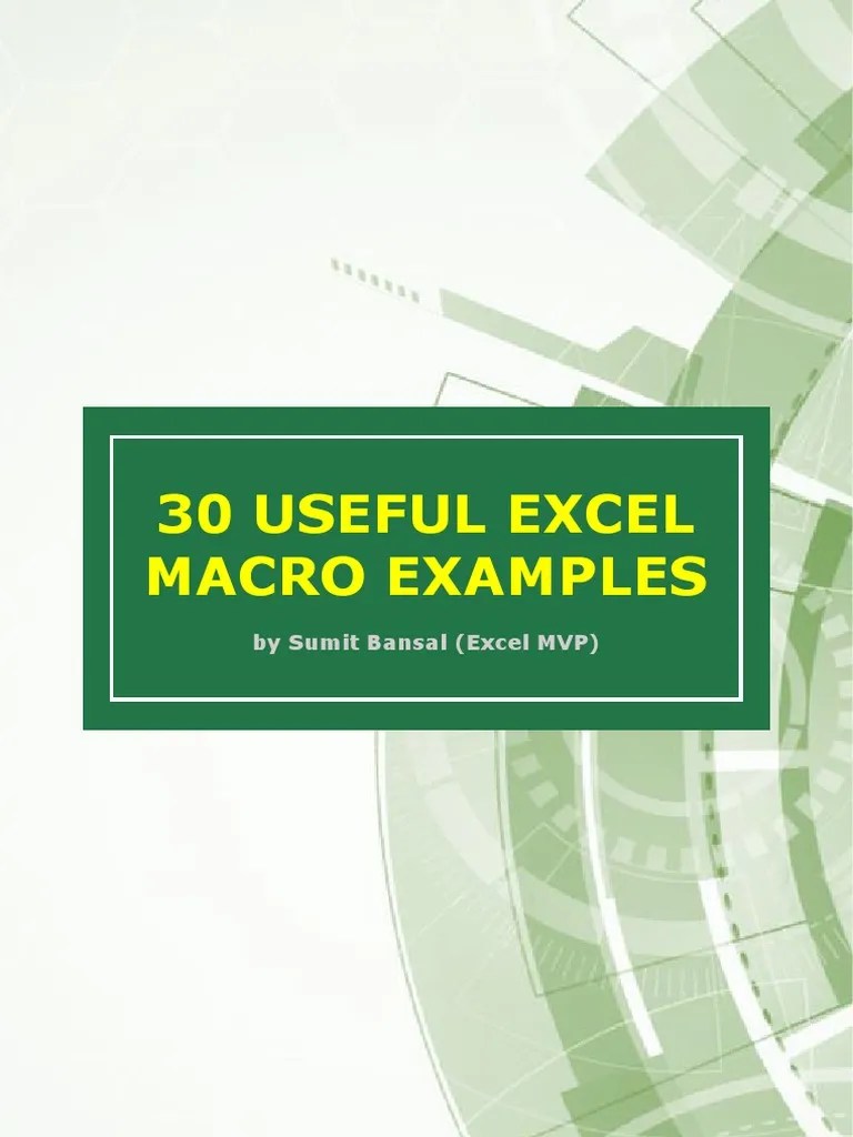 30 Useful Excel Macro Examples | PDF | Microsoft Excel | Areas Of Computer Science