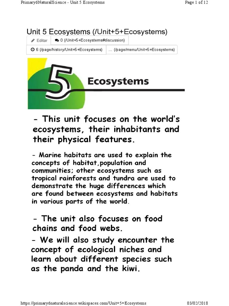 Unit 5 Ecosystems | PDF