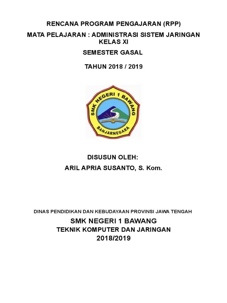 RPP Administrasi Sistem Jaringan 2018-2019 | PDF