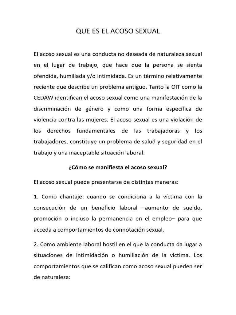 Que Es El Acoso Sexual | PDF | Acoso Sexual | La Sexualidad Humana