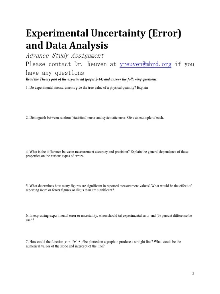 AP Physics 1 Experimental Uncertainty And Data Analysis | PDF | Significant Figures ...