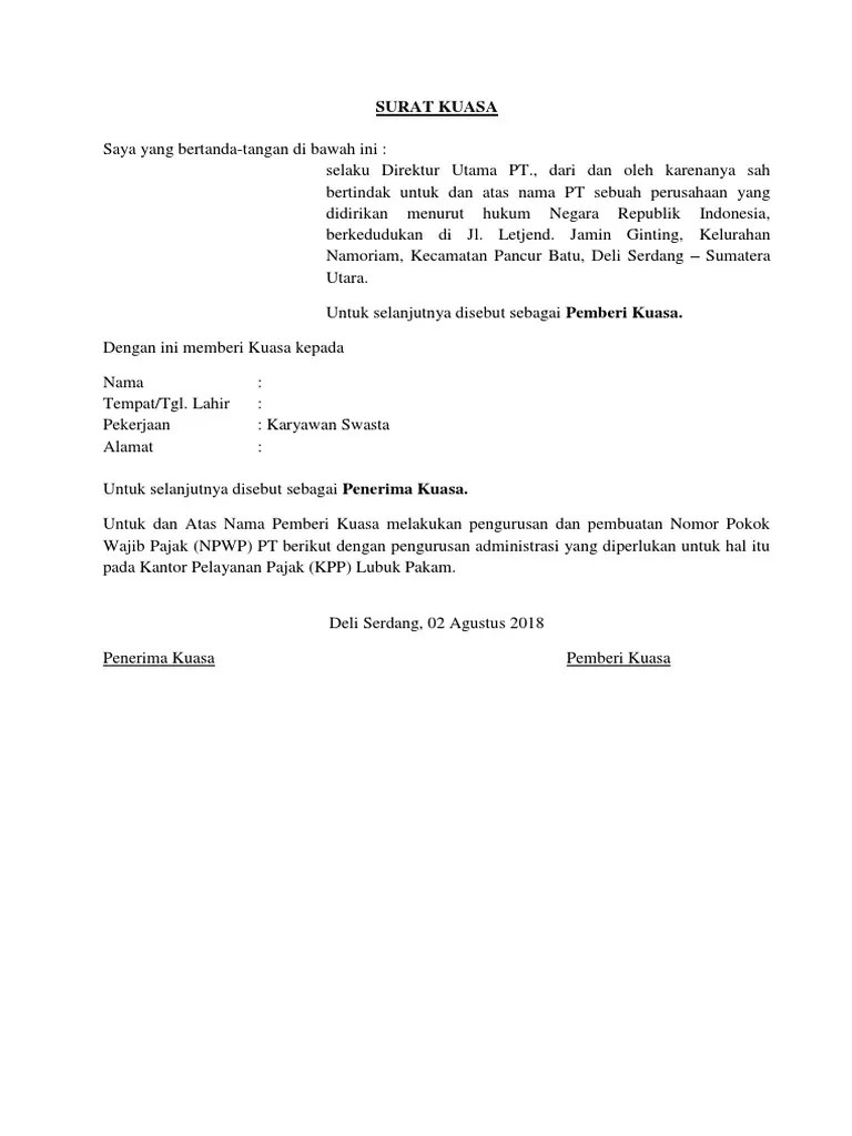 Contoh Surat Kehilangan Npwp Contoh Surat 
