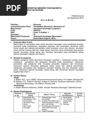 Rps akuntansi keuangan lanjutan 2. Silabus Akuntansi Keuangan Lanjutan Pdf