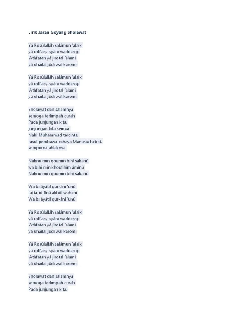 Lirik Jaran Goyang Sholawat | PDF