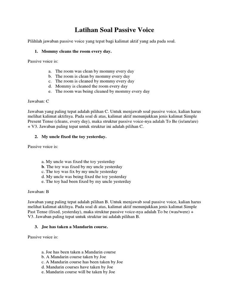 Yuk Cek 12+ Contoh Soal Passive Voice Simple Past Tense Pilihan Ganda [Terlengkap] 