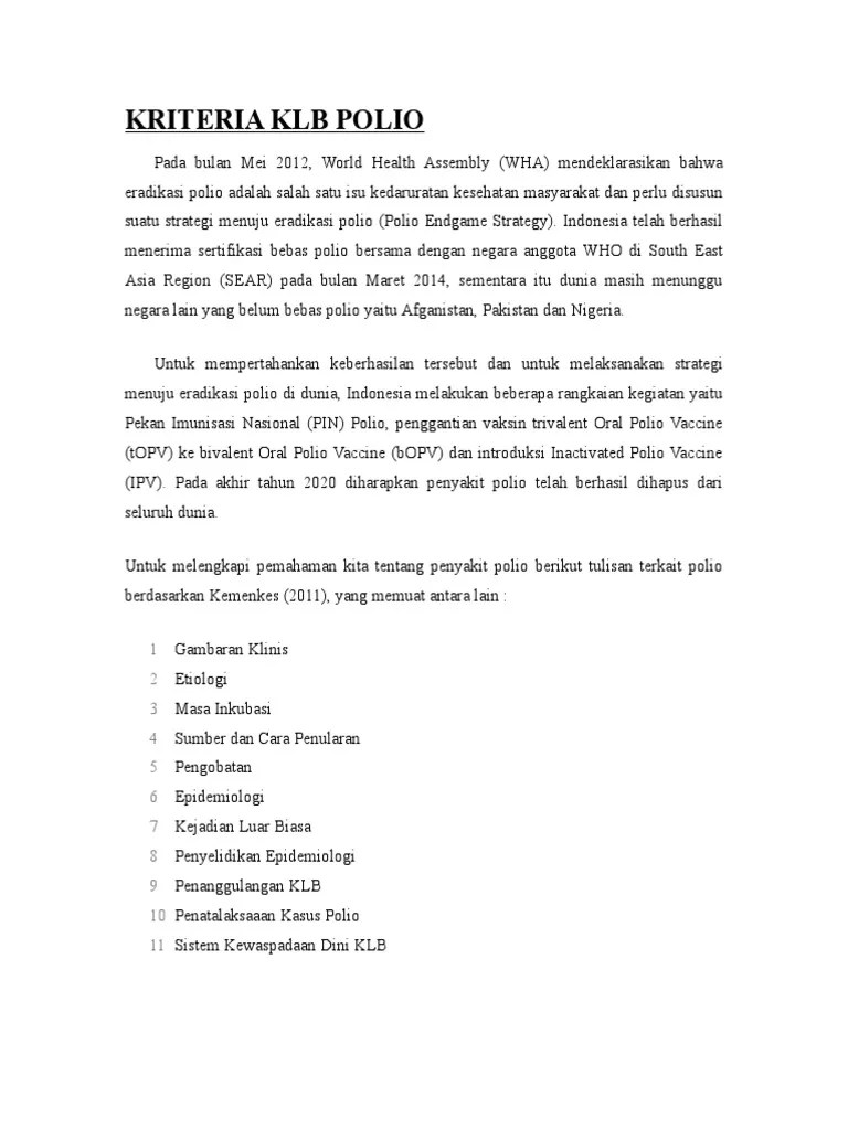 Kriteria KLB Polio | PDF