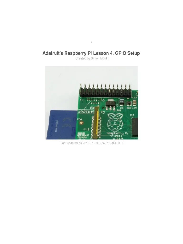 Adafruits Raspberry Pi Lesson 4 Gpio Setup PDF | PDF | Raspberry Pi ...