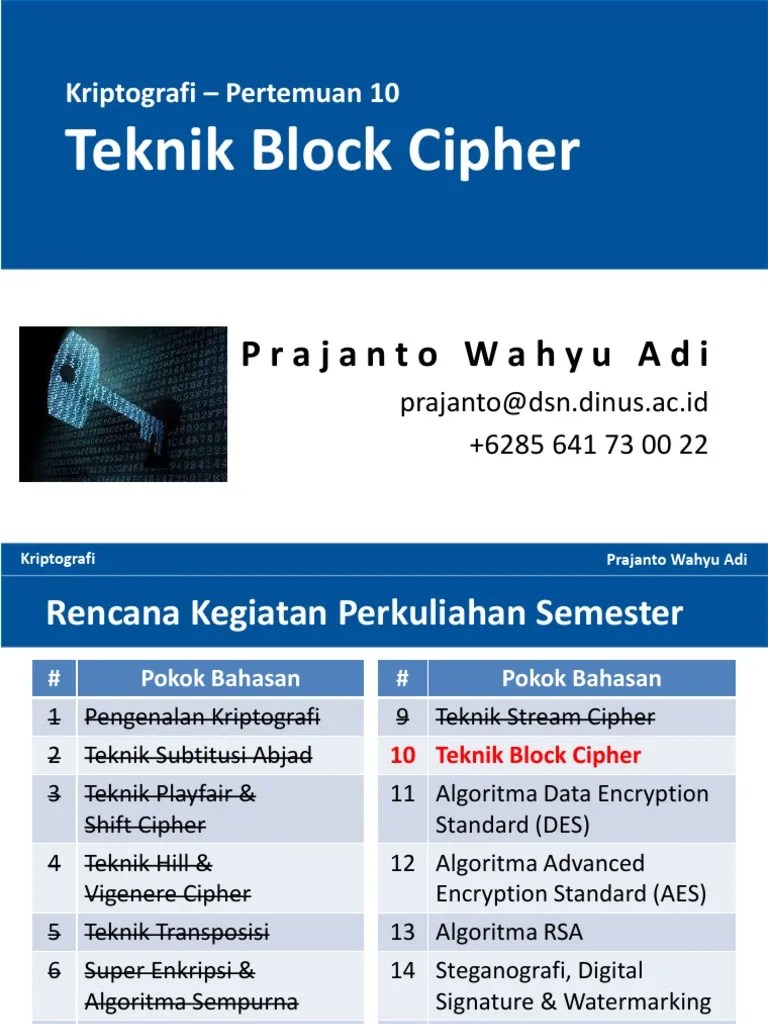 Ujian online untuk meminimalisir kemungkinan bocornya soal test. 9 Teknik Block Cipher Pdf