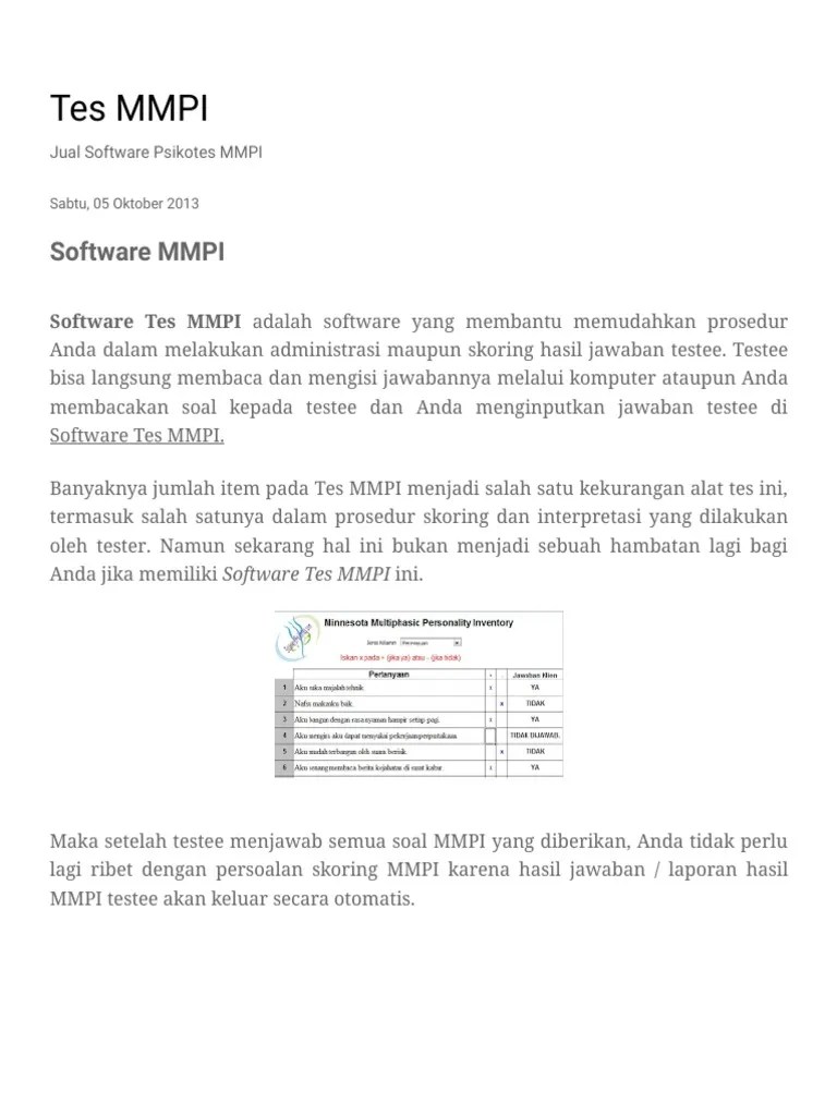 Dominance, influence, steadiness dan compliance. Tes Mmpi Software Mmpi Pdf Pdf
