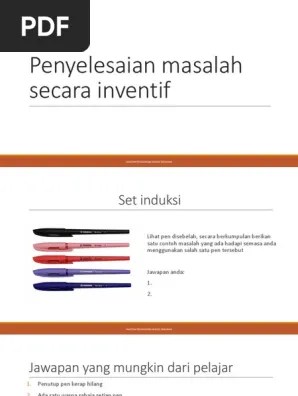 *mempunyai kesan sampingan apabila di selesaikan. Penyelesaian Masalah Secara Inventif Pdf