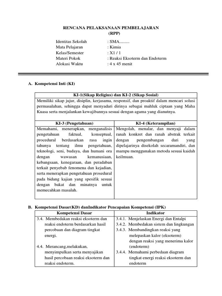 Jelaskan perbedaan sistem terbuka, tertutup,. Rpp Reaksi Eksoterm Dan Endoterm Pdf