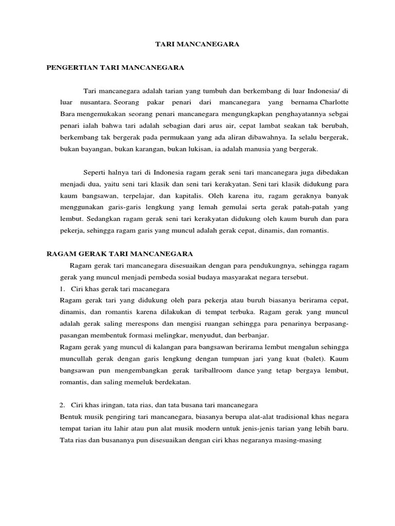 Musik, drama) memiliki fungsi : Tari Mancanegara Liza Pdf