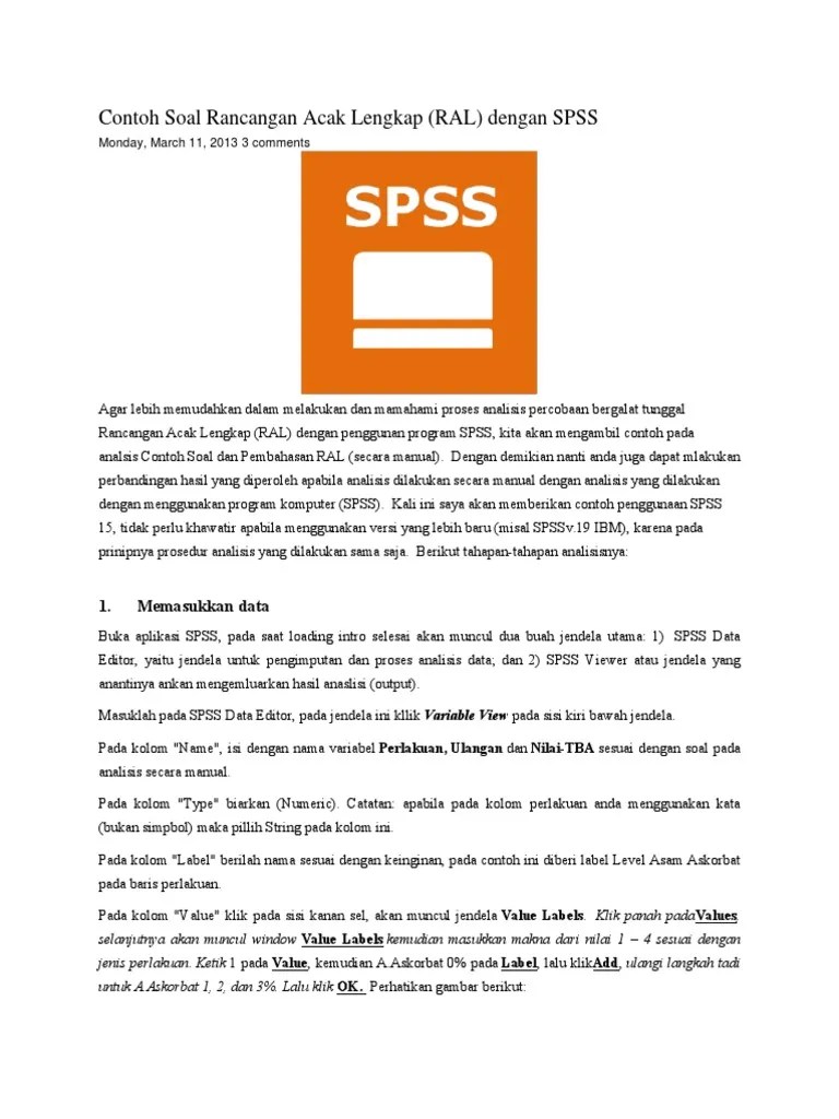 UJI ANOVA (Analysis Of Variance) One Way Anova | PDF