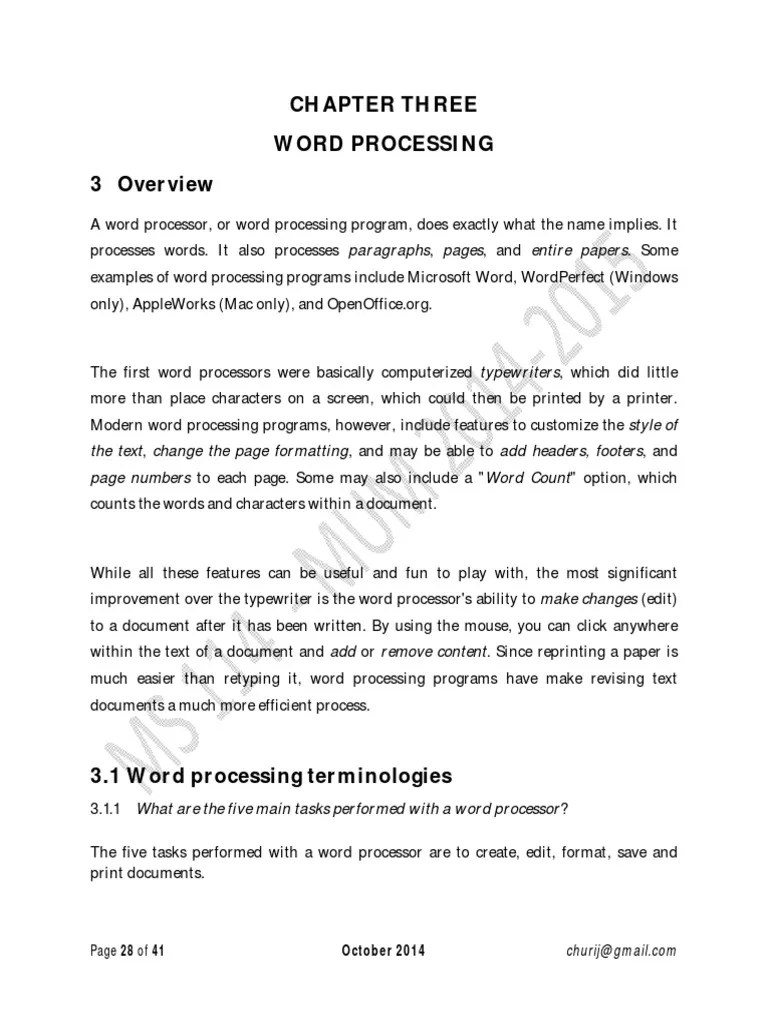 MS 114 - Notes Introduction To Word Processing 2014 | PDF | Word ...