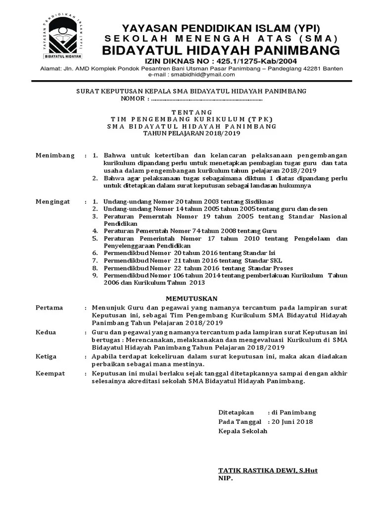 Contoh sk tim pengembang kurikulum smp 2019. Contoh Sk Tim Pengembang Kurikulum Smp 2019 Bagikan Contoh