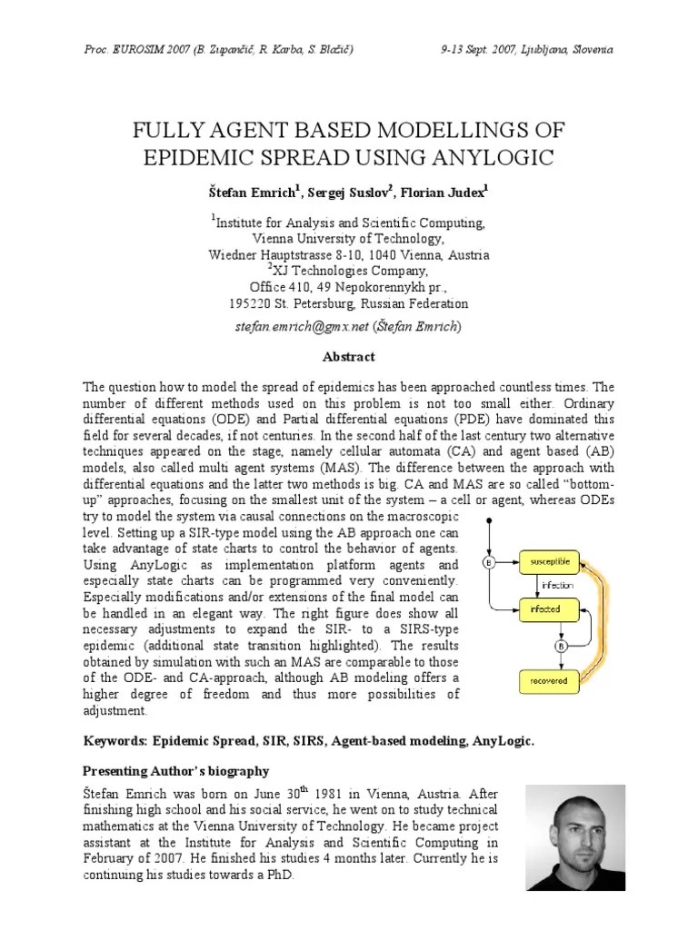 Anylogic Agent Based Epidemic Modeling | PDF | Agent Based Model ...