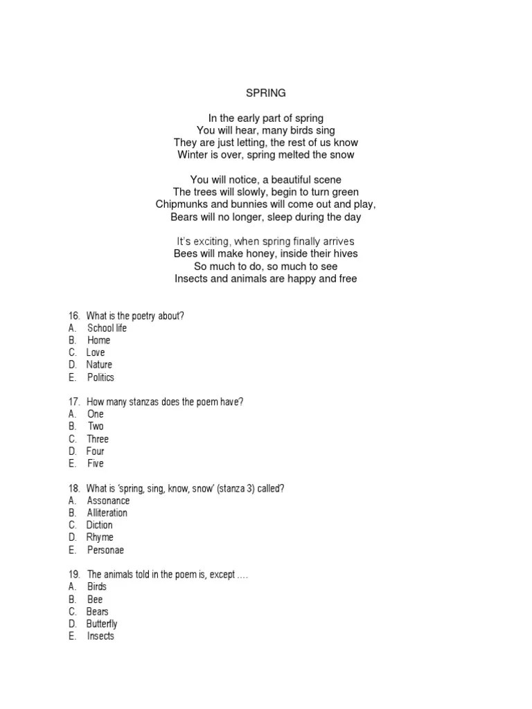 Pada artikel kali ini, saya sudah menyiapkan beberapa soal tentang present perfect yang terdiri dari soal pilihan ganda dan soal dalam . Poetry Pilihan Ganda Pdf