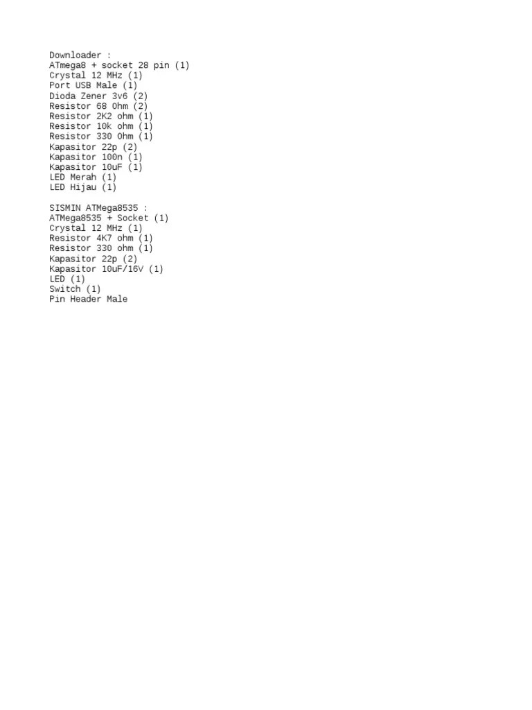 Daftar Komponen Txt