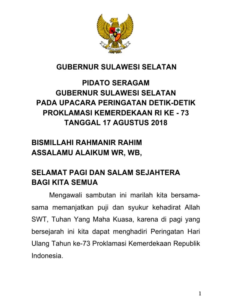 Pidato Seragam Hut Ri 73 Gubernur | PDF