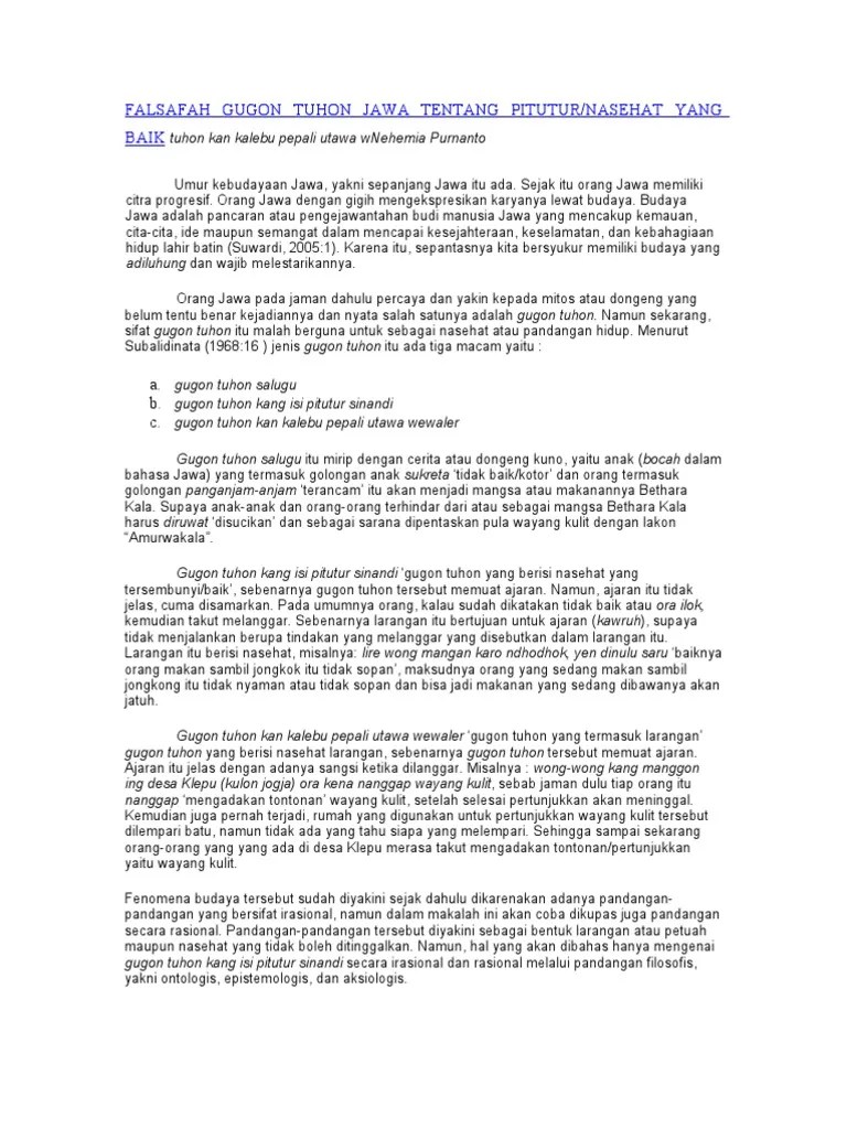 Falsafah Gugon Tuhon Jawa Tentang Pitutur | PDF