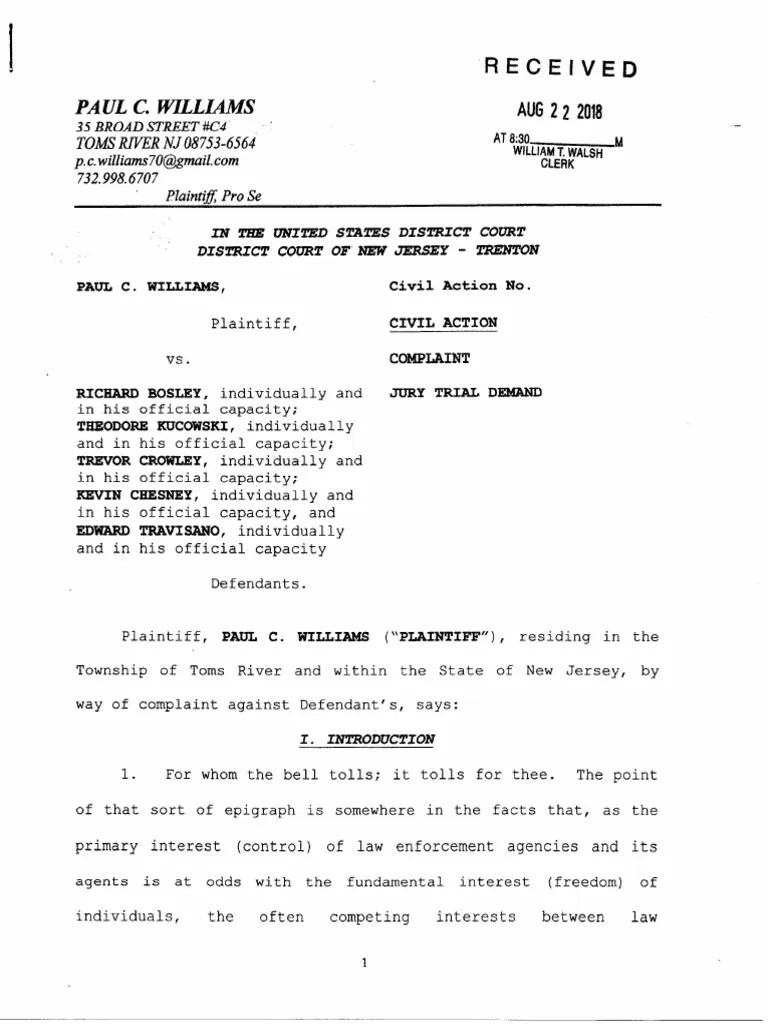 August 2018 Complaint 42 U.S.C. 1983 | PDF