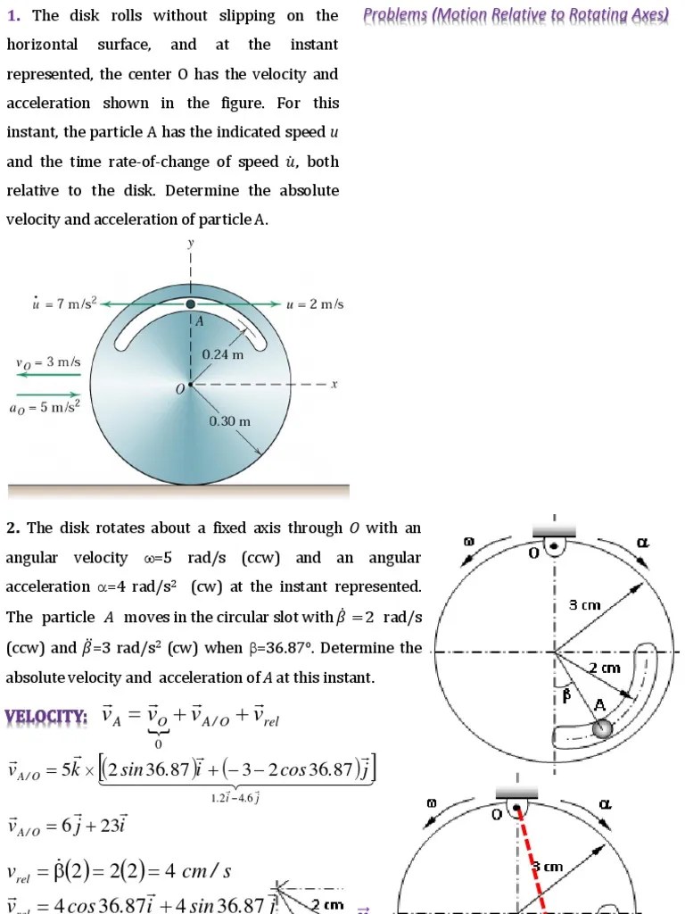 15P Motion Relative To Rotating Axes Problems 2017 | PDF | Rotation Around A Fixed Axis ...