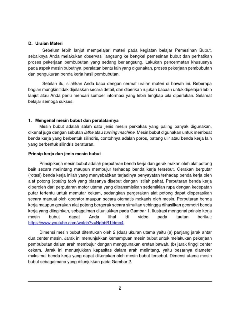 Modul 2 KB1 Pemesinan Bubut | PDF