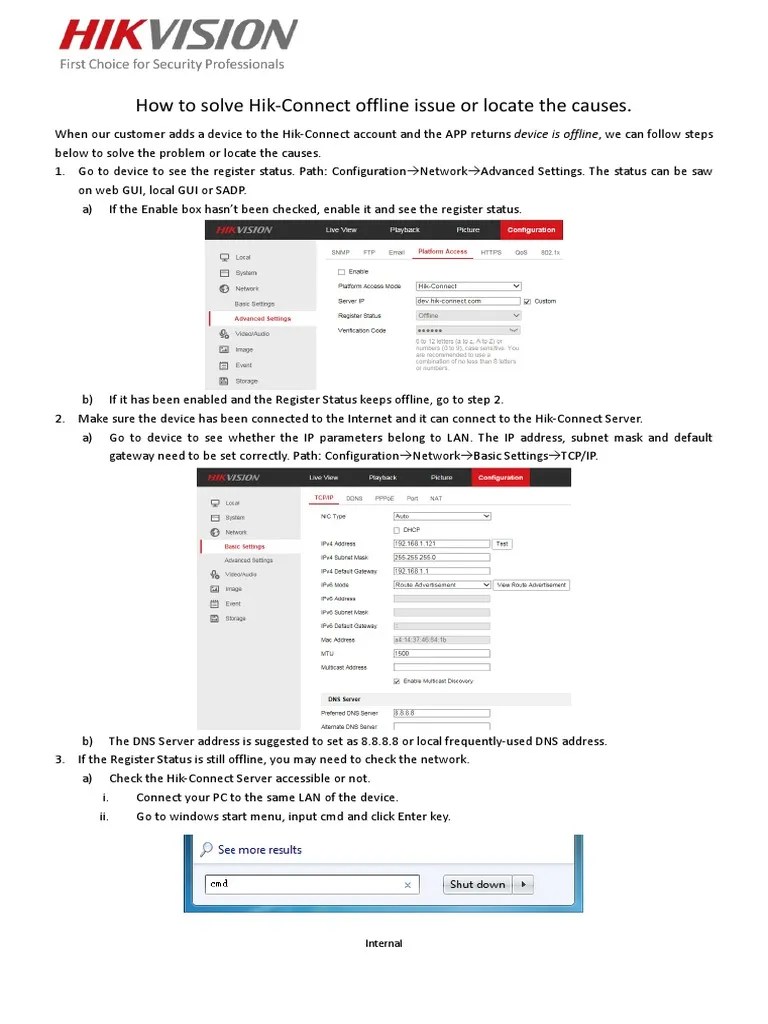 How To Solve Hik-Connect Offline Issue | PDF | Ip Address | Domain Name System