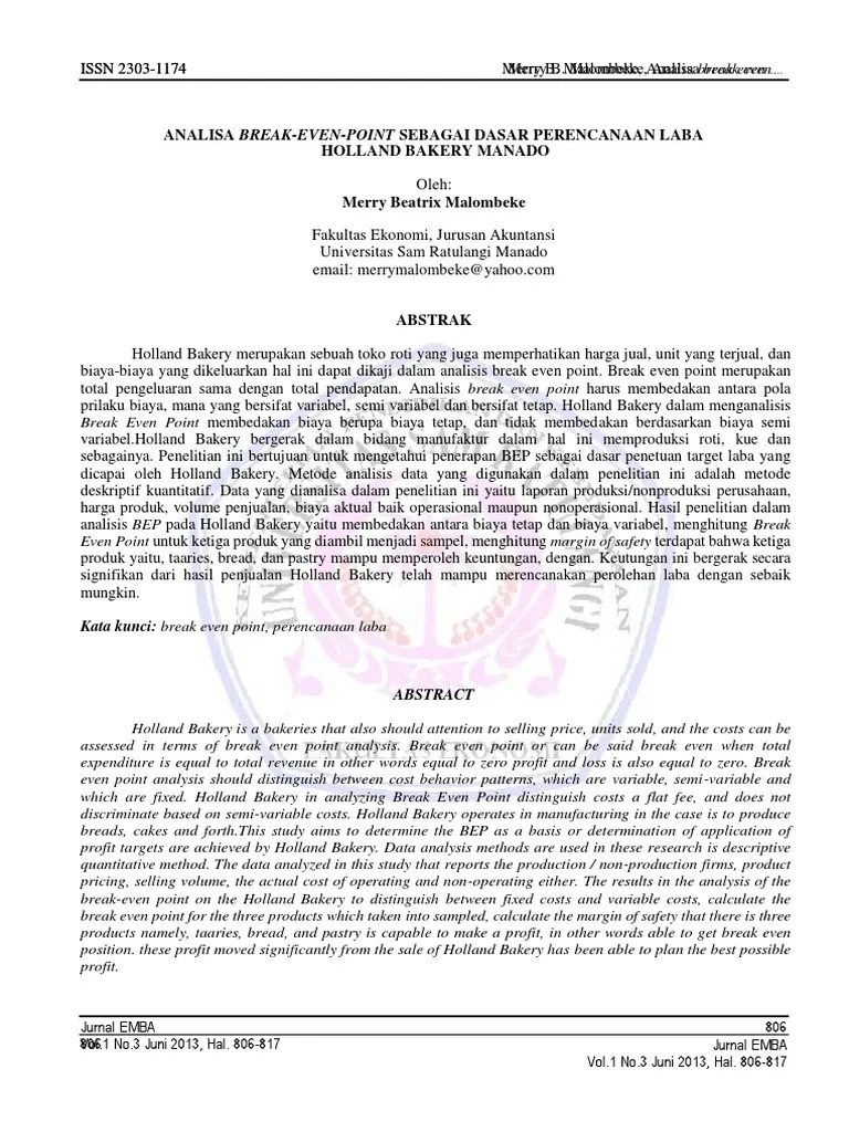 Analisa Break Even Point | PDF