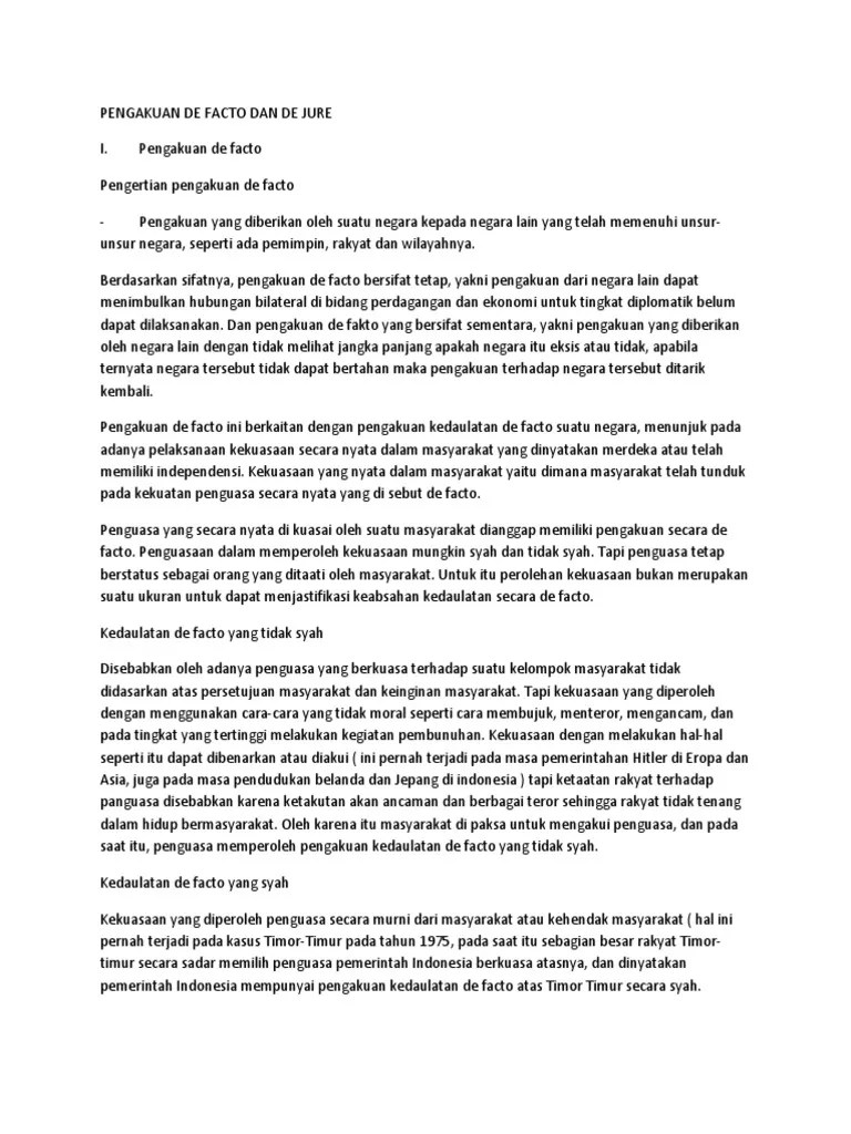 Pengakuan de Facto Dan de Jure | PDF