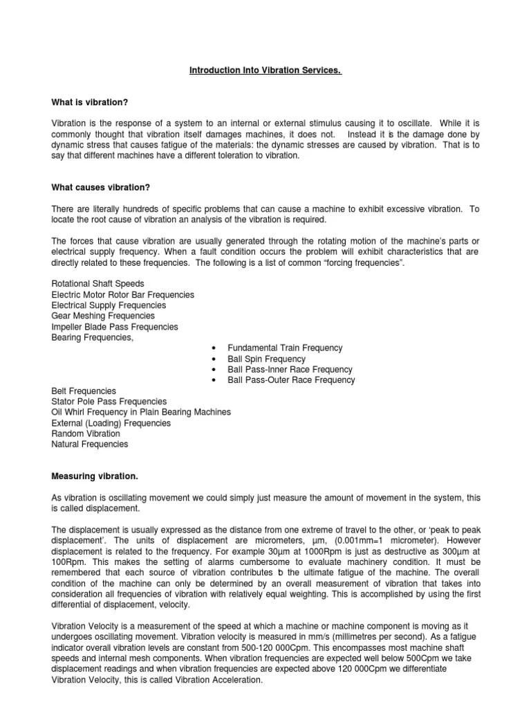 Introduction To Vibration | PDF | Bearing (Mechanical) | Frequency
