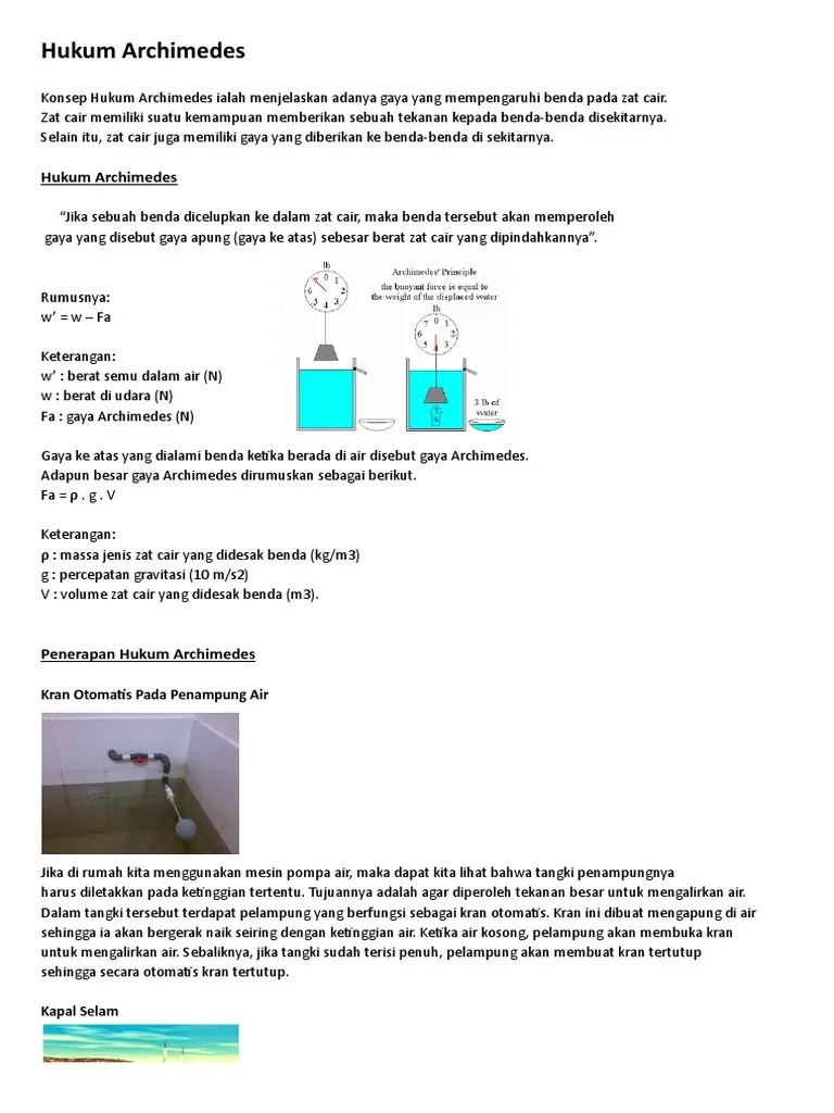 Hidrometer adalah alat yang dipakai untuk mengukur massa jenis zat cair. Alat Yang Bekerja Berdasarkan Hukum Archimedes Berbagai Alat