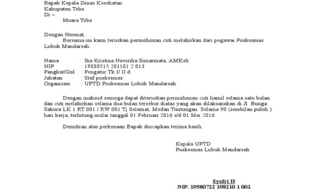 Pegawai Honorer Contoh Surat Cuti Melahirkan Bagi Guru Doc / 5 Contoh Surat Cuti Melahirkan Untuk Pns Karyawan Honorer